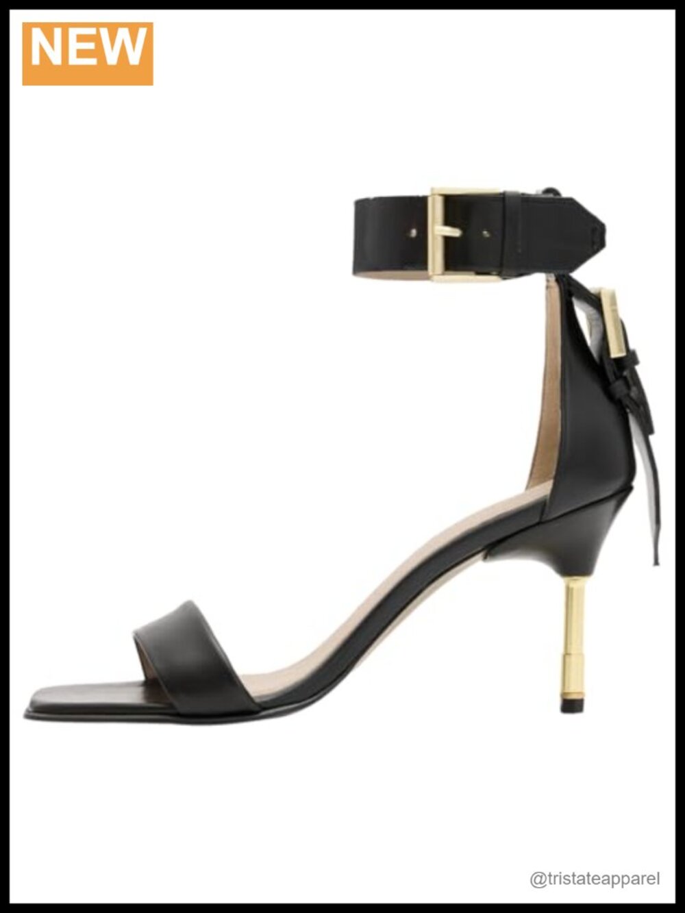 Womens Leather Square Toe Flat Sandals Buckle Distressed Sole